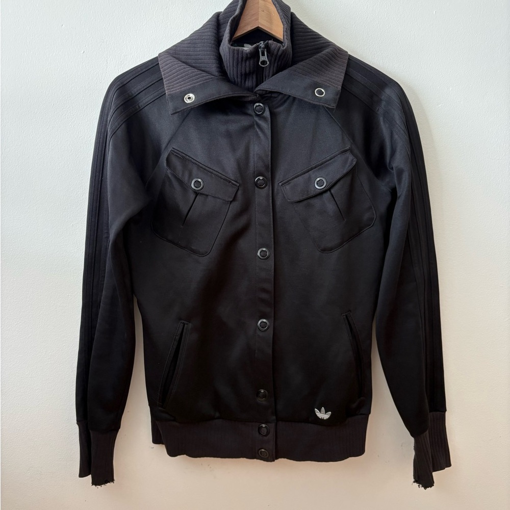 adidas Black Women's Bomber Track Jacket with Stand Collar